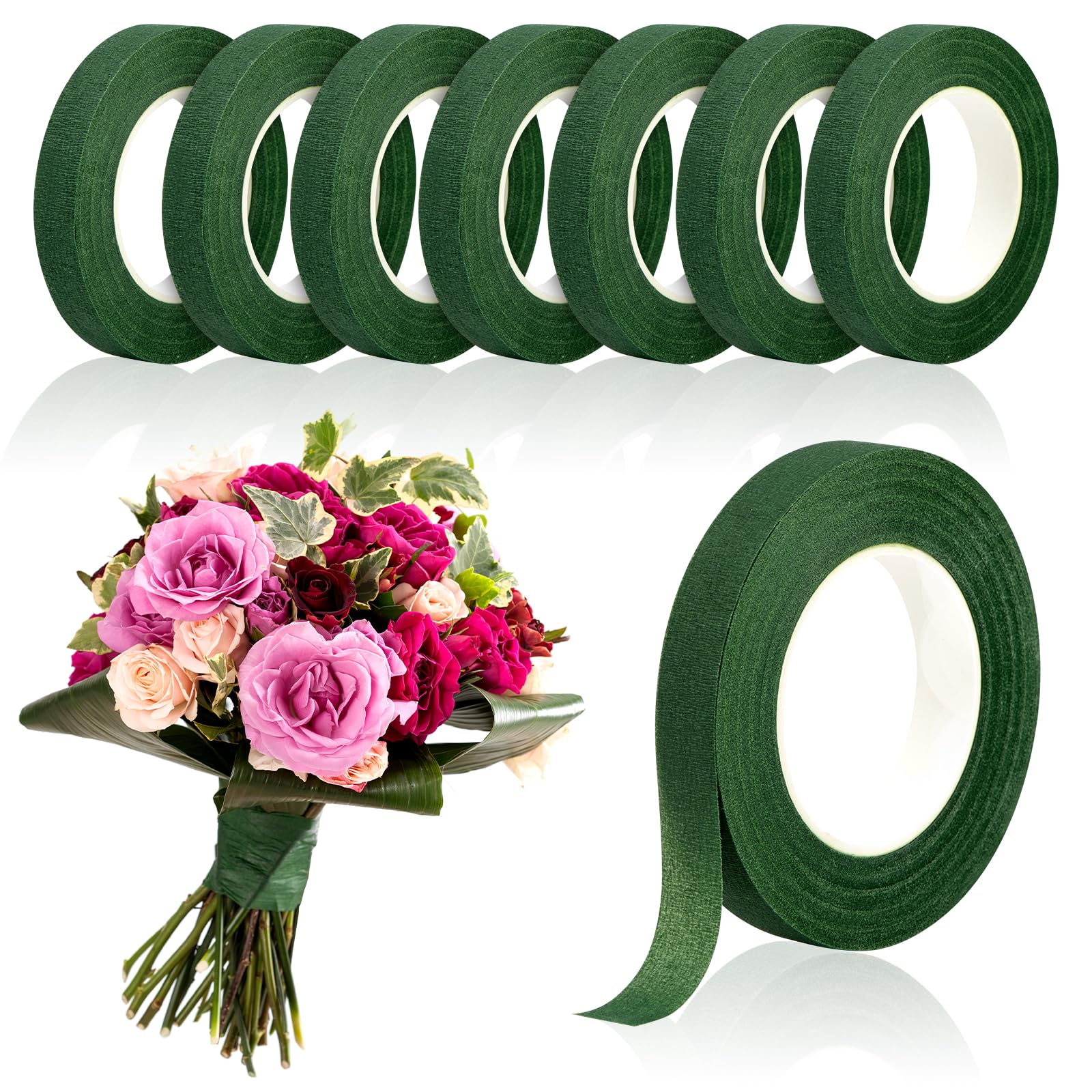 Wedding Floral Supply - شريط زهور أخضر بطول 20 ياردة،