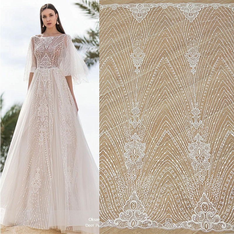 Wedding Dress Supply - جديد مخطط الدانتيل والتطريز الترتر شبكة