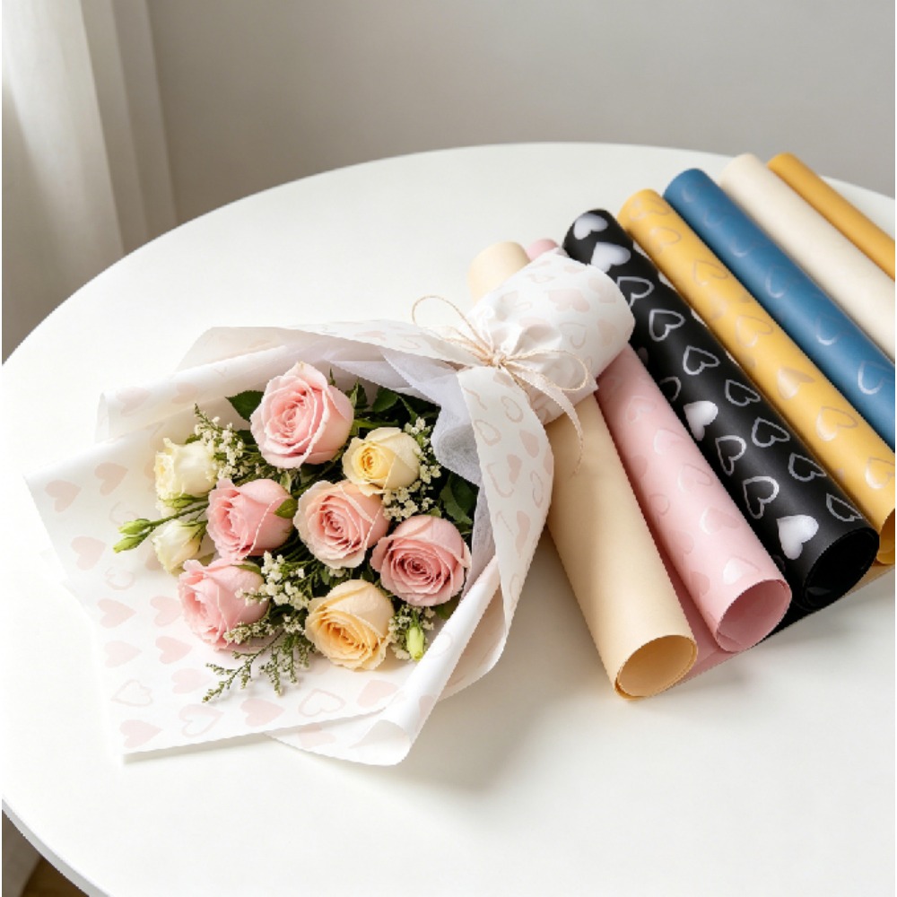 ورق تغليف فضي بتصميم قلب هانسو - مراجعة Wedding Floral Supply وسعره